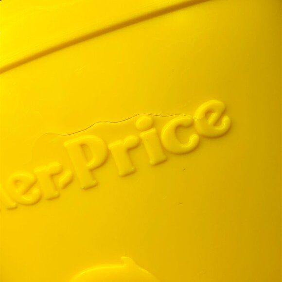 1977 Fisher Price Baby's First Blocks Shape Sorter Yellow Bucket Blue Lid - Picture 4 of 10